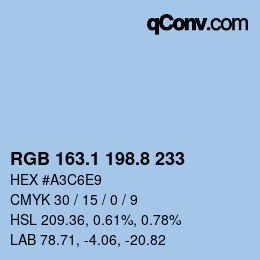 Color code: RGB 163.1 198.8 233 | qconv.com