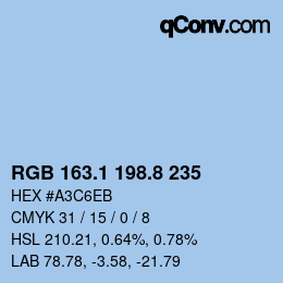 Color code: RGB 163.1 198.8 235 | qconv.com