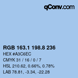 Color code: RGB 163.1 198.8 236 | qconv.com