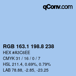 Color code: RGB 163.1 198.8 238 | qconv.com