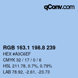 Color code: RGB 163.1 198.8 239 | qconv.com