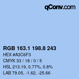 カラーコード: RGB 163.1 198.8 243 | qconv.com