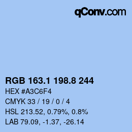 Color code: RGB 163.1 198.8 244 | qconv.com