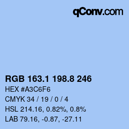 Color code: RGB 163.1 198.8 246 | qconv.com