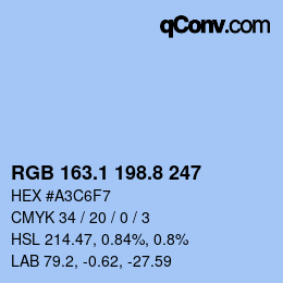 Code couleur: RGB 163.1 198.8 247 | qconv.com