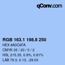 Código de color: RGB 163.1 198.8 250 | qconv.com
