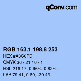 Color code: RGB 163.1 198.8 253 | qconv.com