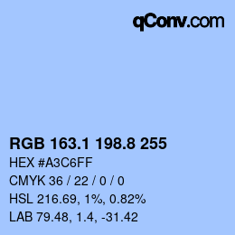 Color code: RGB 163.1 198.8 255 | qconv.com