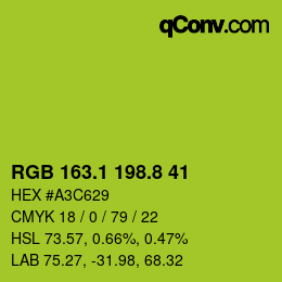 カラーコード: RGB 163.1 198.8 41 | qconv.com