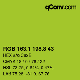 カラーコード: RGB 163.1 198.8 43 | qconv.com