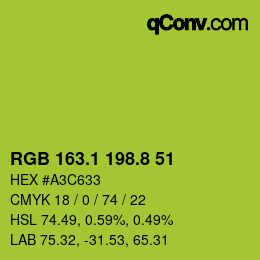 カラーコード: RGB 163.1 198.8 51 | qconv.com
