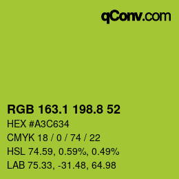 カラーコード: RGB 163.1 198.8 52 | qconv.com
