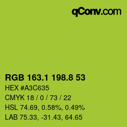 カラーコード: RGB 163.1 198.8 53 | qconv.com