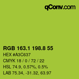 カラーコード: RGB 163.1 198.8 55 | qconv.com