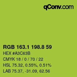 カラーコード: RGB 163.1 198.8 59 | qconv.com