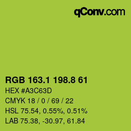 カラーコード: RGB 163.1 198.8 61 | qconv.com