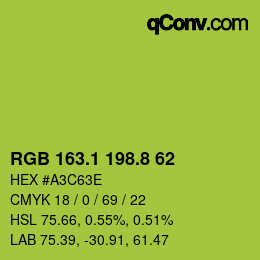 カラーコード: RGB 163.1 198.8 62 | qconv.com