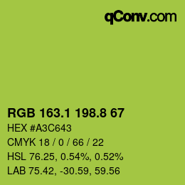 カラーコード: RGB 163.1 198.8 67 | qconv.com