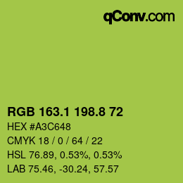 カラーコード: RGB 163.1 198.8 72 | qconv.com