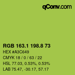 カラーコード: RGB 163.1 198.8 73 | qconv.com
