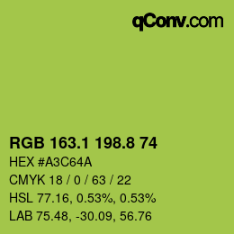 カラーコード: RGB 163.1 198.8 74 | qconv.com
