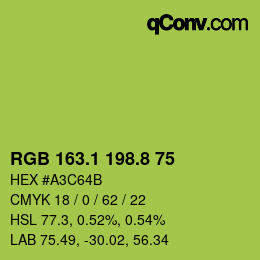 カラーコード: RGB 163.1 198.8 75 | qconv.com