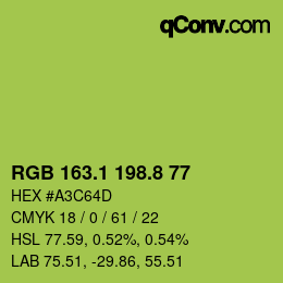 カラーコード: RGB 163.1 198.8 77 | qconv.com