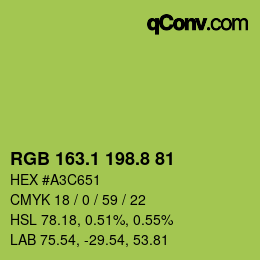 カラーコード: RGB 163.1 198.8 81 | qconv.com