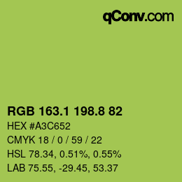 カラーコード: RGB 163.1 198.8 82 | qconv.com
