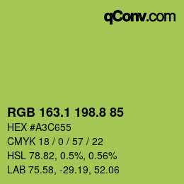 カラーコード: RGB 163.1 198.8 85 | qconv.com