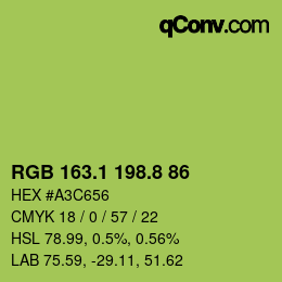 カラーコード: RGB 163.1 198.8 86 | qconv.com