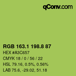 カラーコード: RGB 163.1 198.8 87 | qconv.com