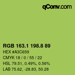 カラーコード: RGB 163.1 198.8 89 | qconv.com