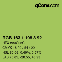 カラーコード: RGB 163.1 198.8 92 | qconv.com