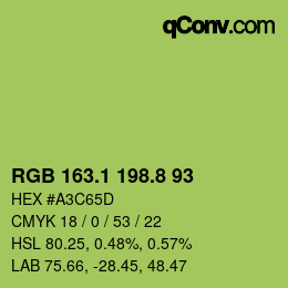 カラーコード: RGB 163.1 198.8 93 | qconv.com