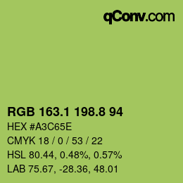 カラーコード: RGB 163.1 198.8 94 | qconv.com