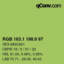 カラーコード: RGB 163.1 198.8 97 | qconv.com