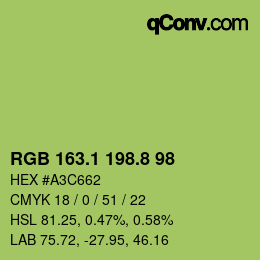 カラーコード: RGB 163.1 198.8 98 | qconv.com