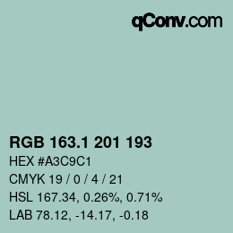 Color code: RGB 163.1 201 193 | qconv.com