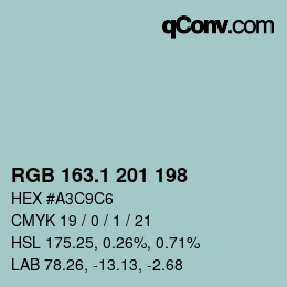Color code: RGB 163.1 201 198 | qconv.com