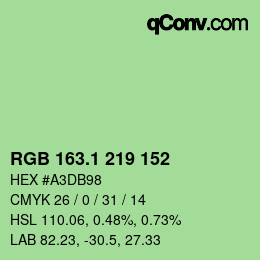 カラーコード: RGB 163.1 219 152 | qconv.com