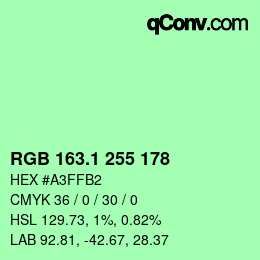 カラーコード: RGB 163.1 255 178 | qconv.com