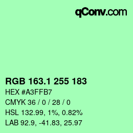 カラーコード: RGB 163.1 255 183 | qconv.com