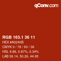 カラーコード: RGB 163.1 36 11 | qconv.com