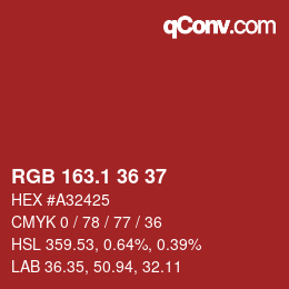カラーコード: RGB 163.1 36 37 | qconv.com