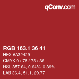 カラーコード: RGB 163.1 36 41 | qconv.com