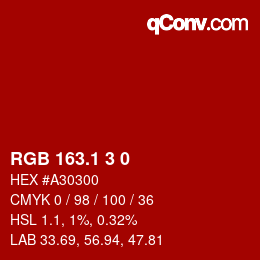 カラーコード: RGB 163.1 3 0 | qconv.com