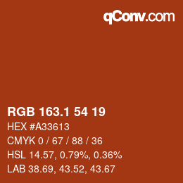 カラーコード: RGB 163.1 54 19 | qconv.com