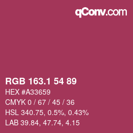 カラーコード: RGB 163.1 54 89 | qconv.com