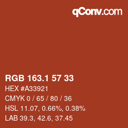 カラーコード: RGB 163.1 57 33 | qconv.com